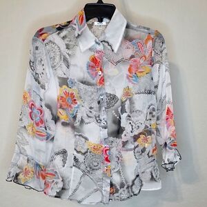 Nicola 2 Piece Set - Size Small - Sheer blouse with matching tank